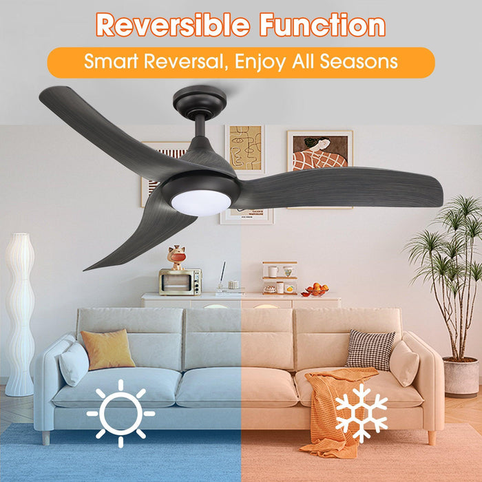 Ventilador de techo reversible con motor CC industrial de 52" con iluminación LED y control remoto
