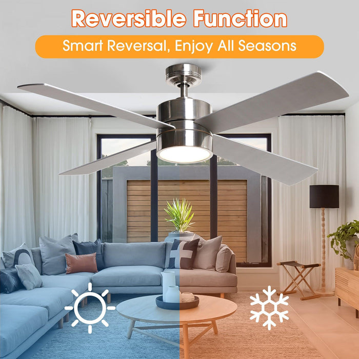 Ventilador de techo reversible Bucholz Industrial de 52" con iluminación y control remoto