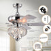 50" Modern Chrome Downrod Mount Reversible Crystal Ceiling Fan with Lighting and Remote Control - ParrotUncle