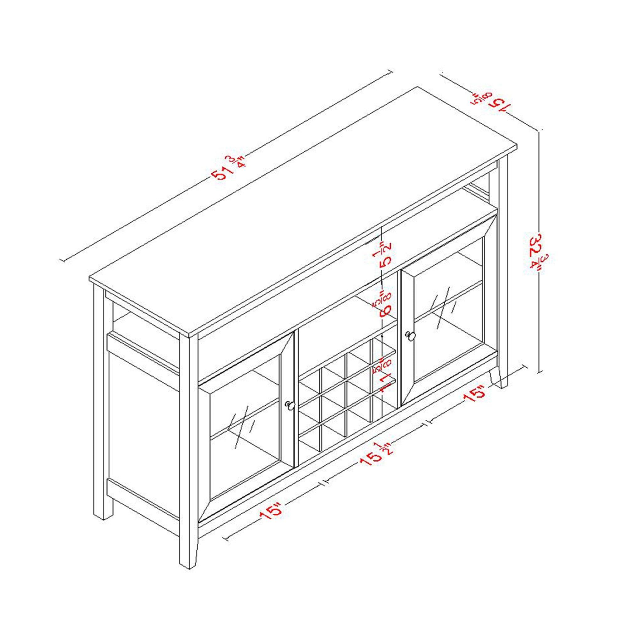 51" Wide Wood Cupboard Buffet Storage Cabinet with Wine Rack for 12-Bottles - ParrotUncle