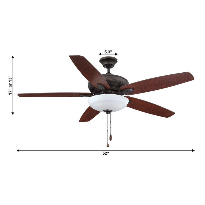 52" Ahmedabad Industrial Downrod Mount Reversible Industrial Ceiling Fan with Lighting and Pull Chain - ParrotUncle