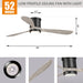 52" Anyan Modern Flush Mount Reversible Ceiling Fan with Lighting and Remote Control - ParrotUncle