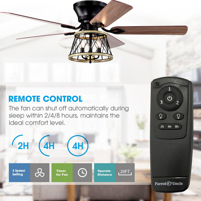 52" Brisbane Modern Flush Mount Reversible Ceiling Fan with Lighting and Remote Control - ParrotUncle