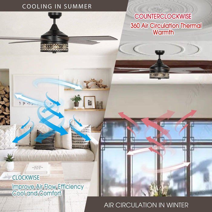 52" Cason Modern Downrod Mount Reversible Ceiling Fan with Lighting and Remote Control - ParrotUncle