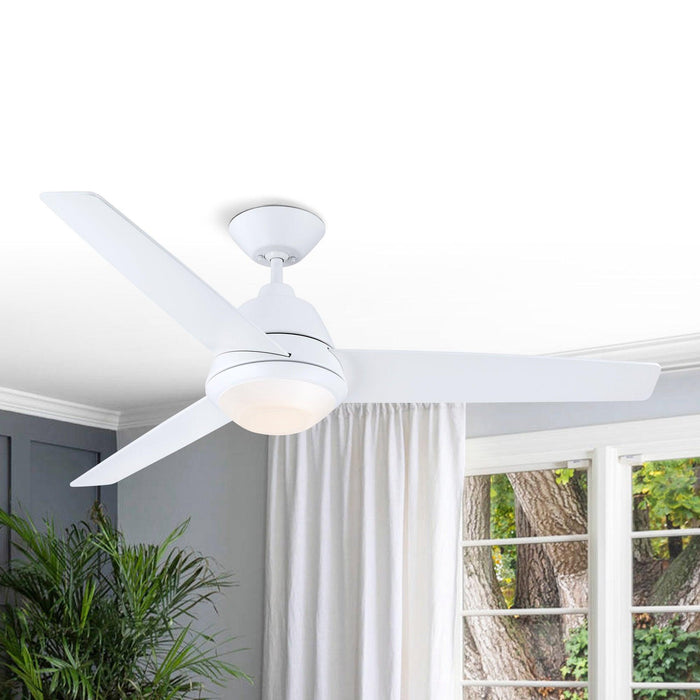 52" Cochin Industrial Downrod Mount Ceiling Fan with LED Lighting and Wall Control - ParrotUncle