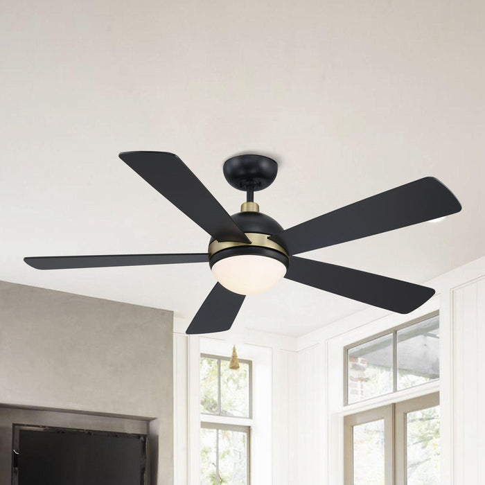 52" Coimbatore Industrial Downrod Mount Reversible Ceiling Fan with Lighting and Remote Control - ParrotUncle
