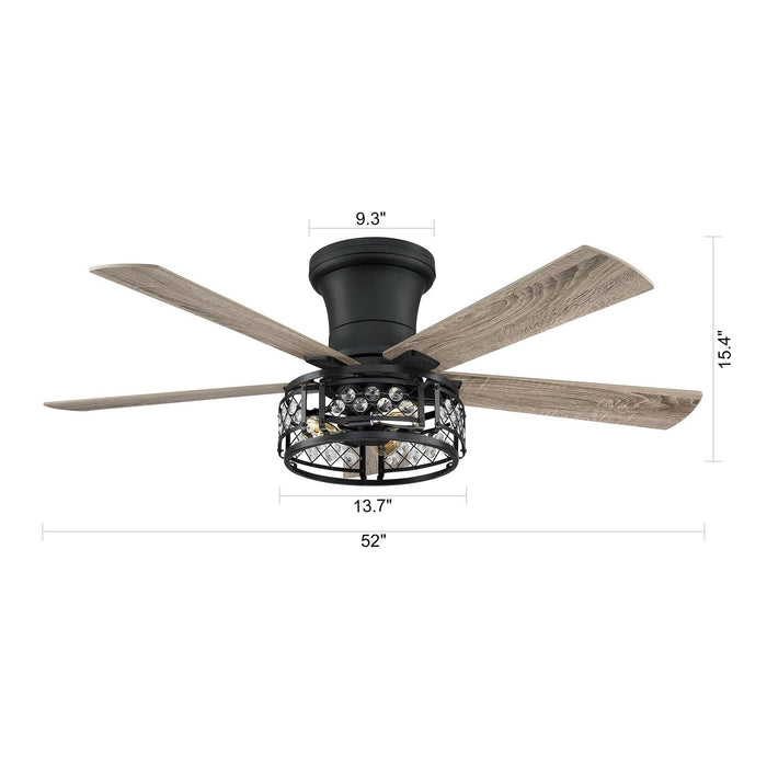 52" Divisadero Farmhouse Flush Mount Reversible Ceiling Fan with Lighting and Remote Control - ParrotUncle