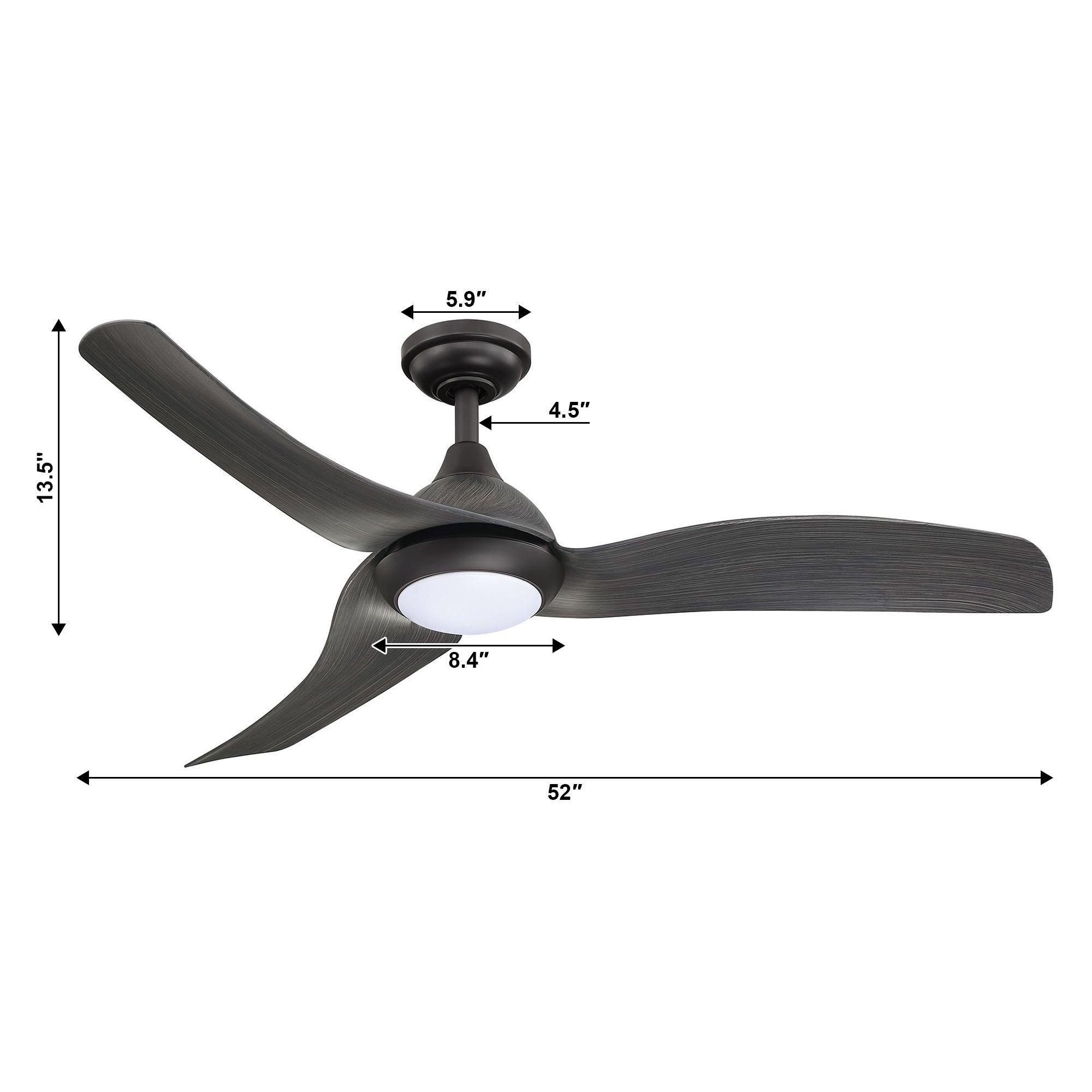 52" Industrial DC Motor Downrod Mount Reversible Ceiling Fan with LED Lighting and Remote Control - ParrotUncle