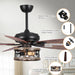 52" Jaipur Farmhouse Downrod Mount Reversible Ceiling Fan with Lighting and Remote Control - ParrotUncle