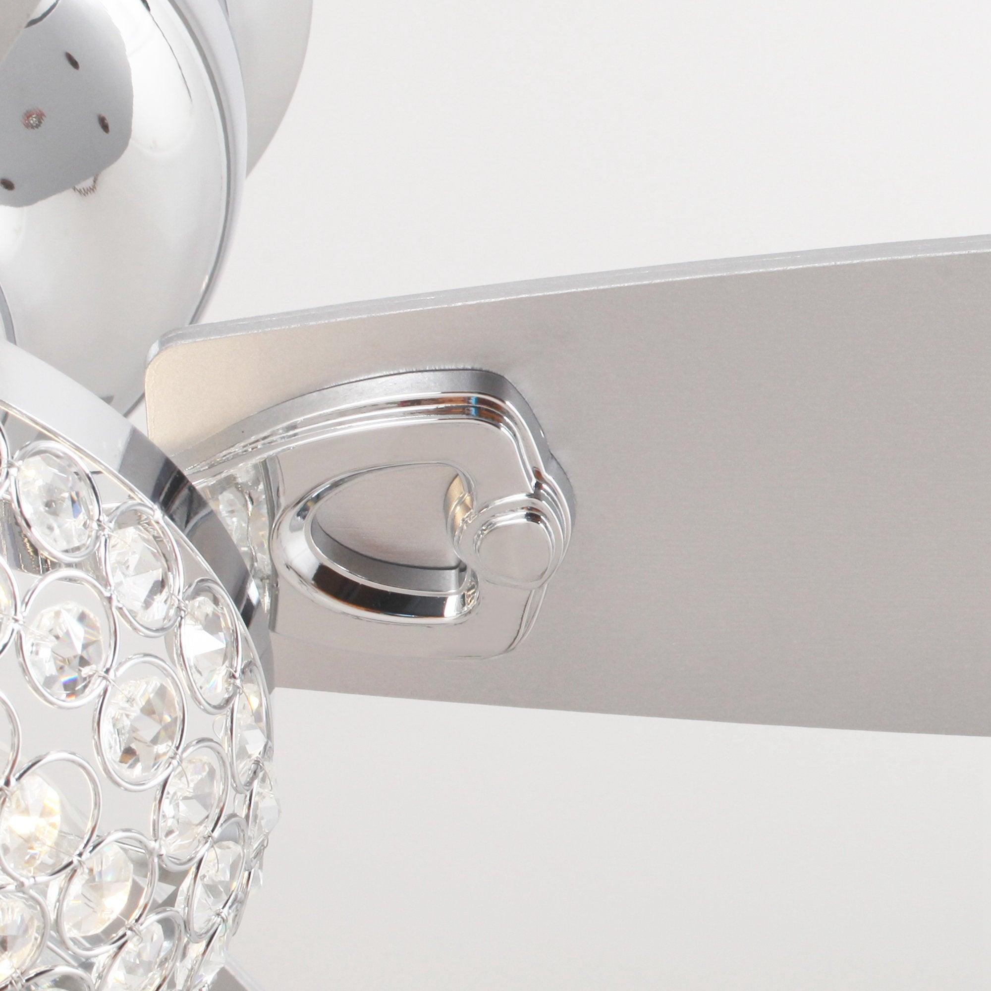 52" Kanpur Modern Chrome Flush Mount Reversible Crystal Ceiling Fan with Lighting and Remote Control - ParrotUncle