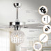 52" Kashmir Modern Chrome Downrod Mount Reversible Crystal Ceiling Fan with Lighting and Remote Control - ParrotUncle