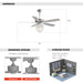 52" Kashmir Modern Chrome Downrod Mount Reversible Crystal Ceiling Fan with Lighting and Remote Control - ParrotUncle
