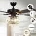 52" Kerala Modern Chrome Downrod Mount Reversible Crystal Ceiling Fan with Lighting and Remote Control - ParrotUncle