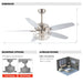 52" Kyla Industrial Brushed Nickel Reversible Caged Ceiling Fan with Lighting - ParrotUncle
