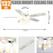 52" Modern Flush Mount Reversible Ceiling Fan with Lighting and Remote Control - ParrotUncle