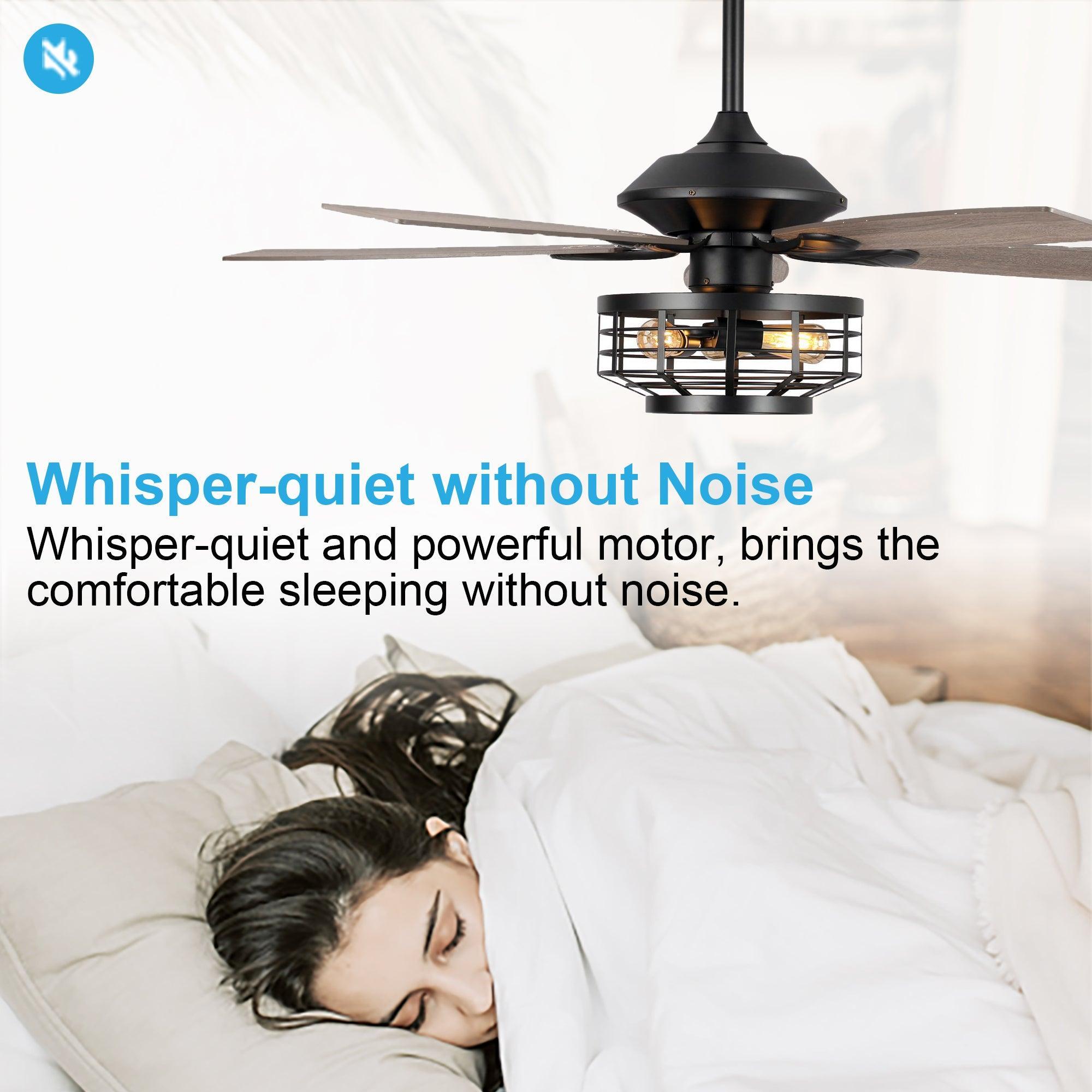 52" Paquette Industrial Downrod Mount Reversible Ceiling Fan with Lighting and Remote Control - ParrotUncle