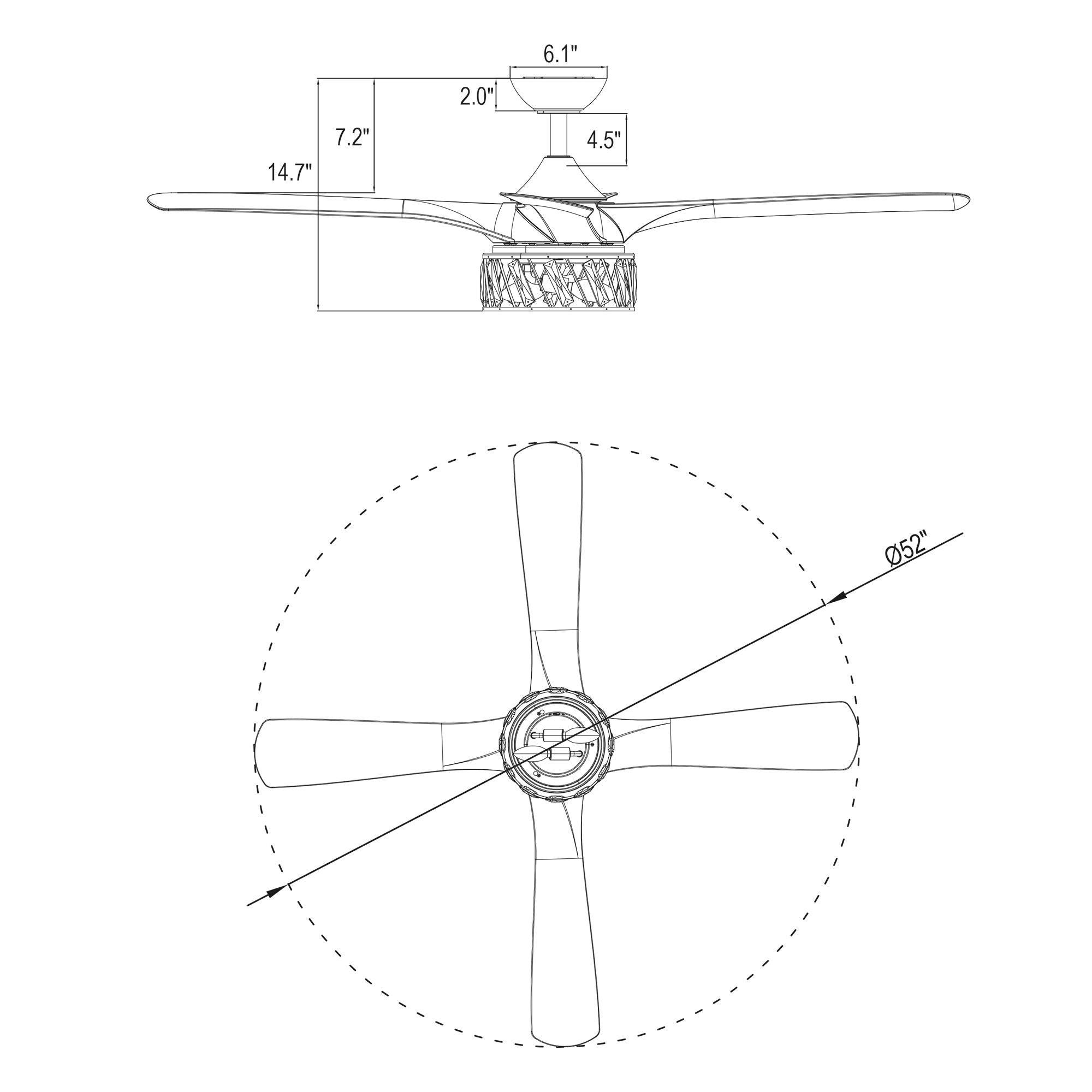 52" Tata Nagar Industrial Downrod Mount Reversible Crystal Ceiling Fan with Lighting and Remote Control - ParrotUncle