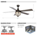 52" Varanasi Farmhouse Downrod Mount Ceiling Fan with Lighting and Remote Control - ParrotUncle