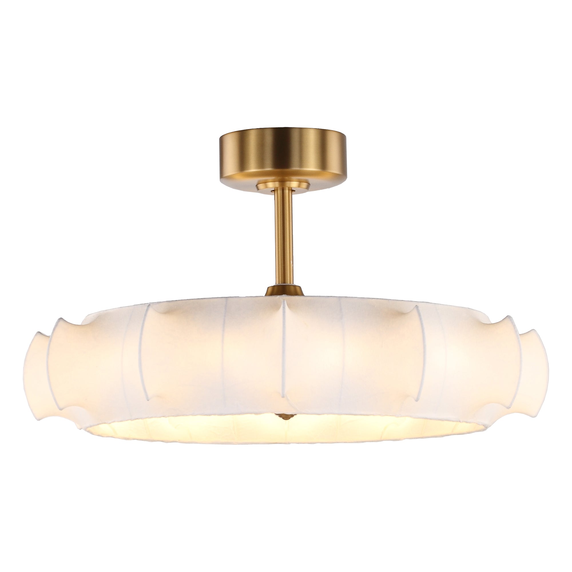 Perimost 30 Inch Electroplated Golden Downrod Mount Luxury Fandelier with Light and Remote Control