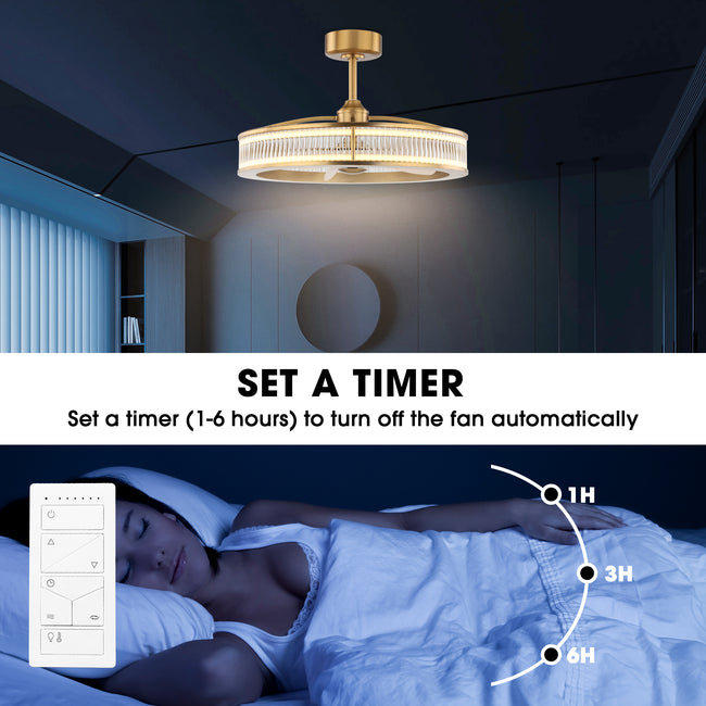 Perimost 29 Inch Lynn Golden Downrod Mount Luxury Fandelier with Remote Control