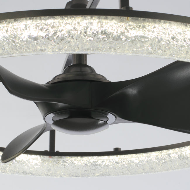 Perimost 32 Inch Black Downrod Mount Luxury Fandelier with Light and Remote Control