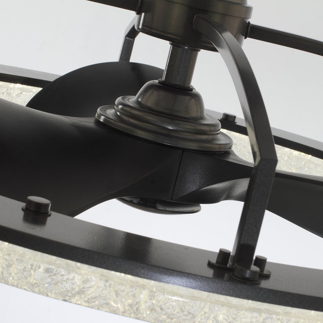 Perimost 32 Inch Black Downrod Mount Luxury Fandelier with Light and Remote Control