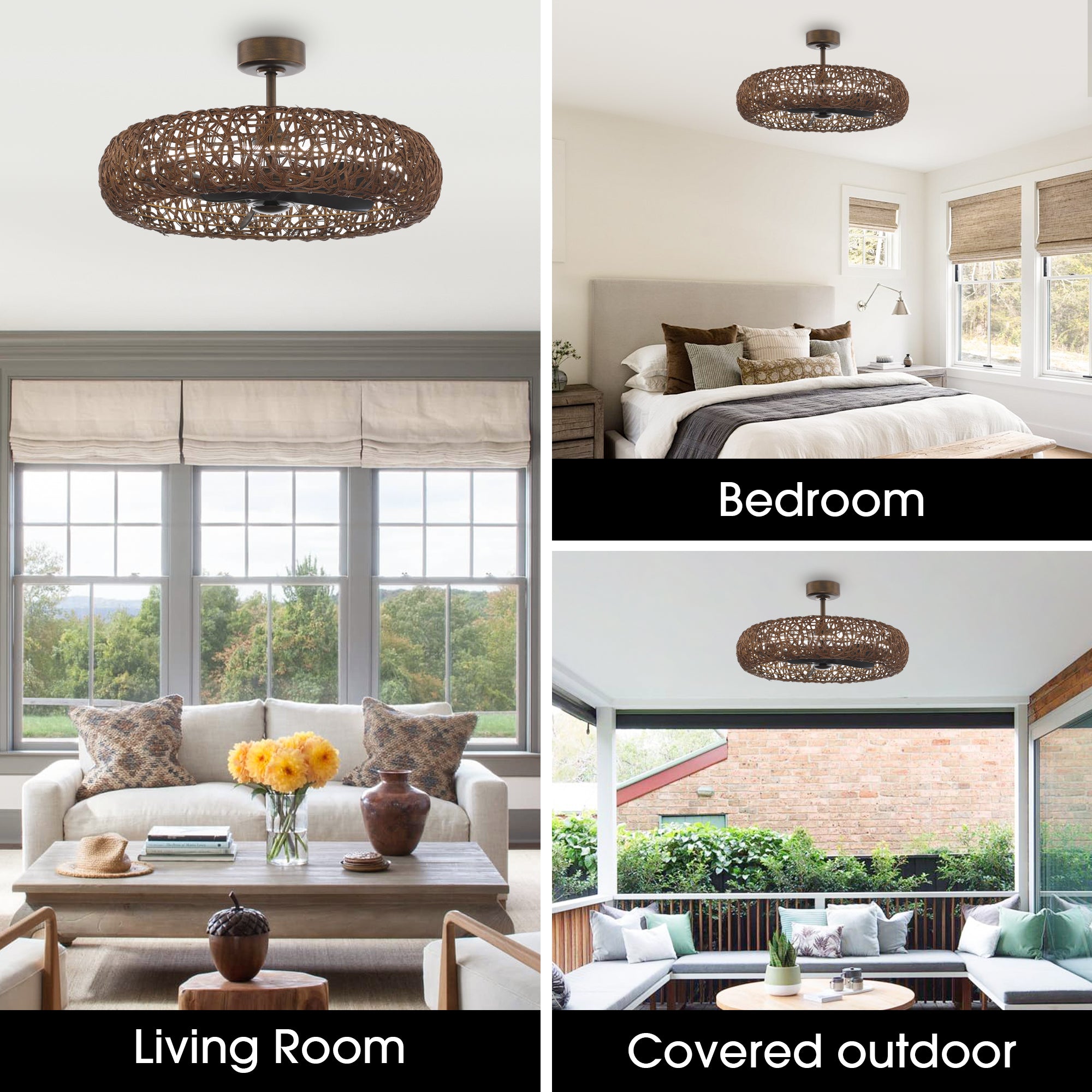 Perimost 35 Inch Golden Bronze Downrod Mount Luxury Fandelier with Light and Remote Control