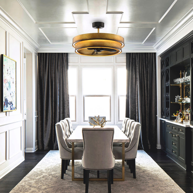 Perimost 32 Inch Eartha Antique Bronze Downrod Mount Luxury Fandelier with Light and Remote Control