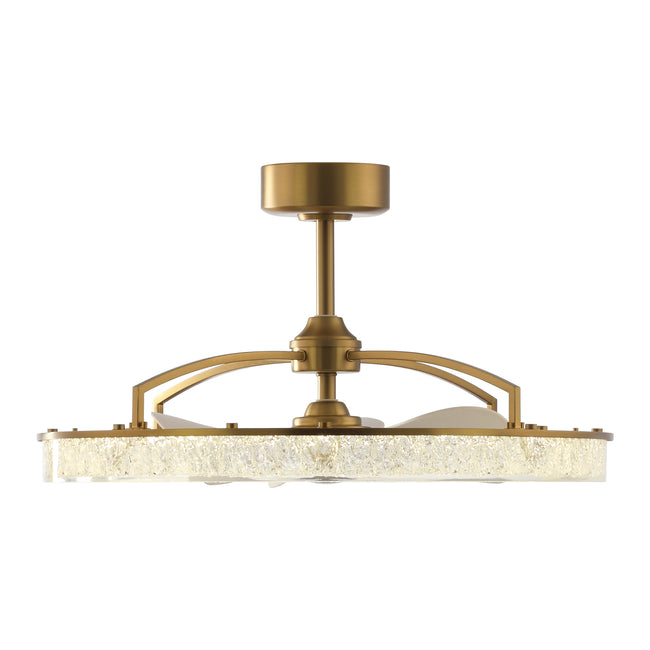Perimost 32 Inch Electroplated Golden Downrod Mount Luxury Fandelier with Light and Remote Control