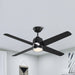 54" Shellcove Modern Downrod Mount Reversible Ceiling Fan with LED Lighting and Wall Control - ParrotUncle