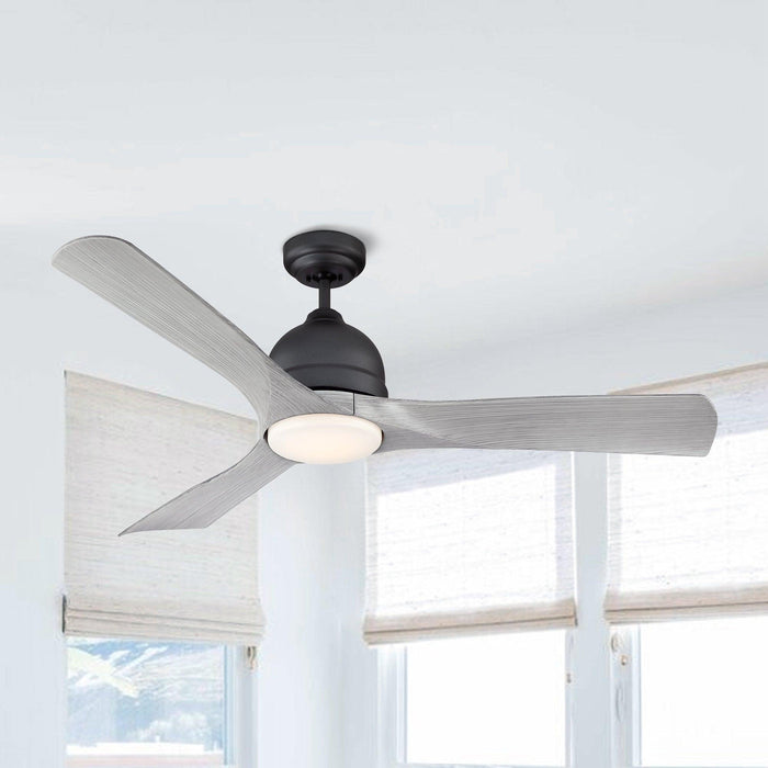 54" Varanasi Industrial Downrod Mount Reversible Ceiling Fan with LED Lighting and Remote Control - ParrotUncle