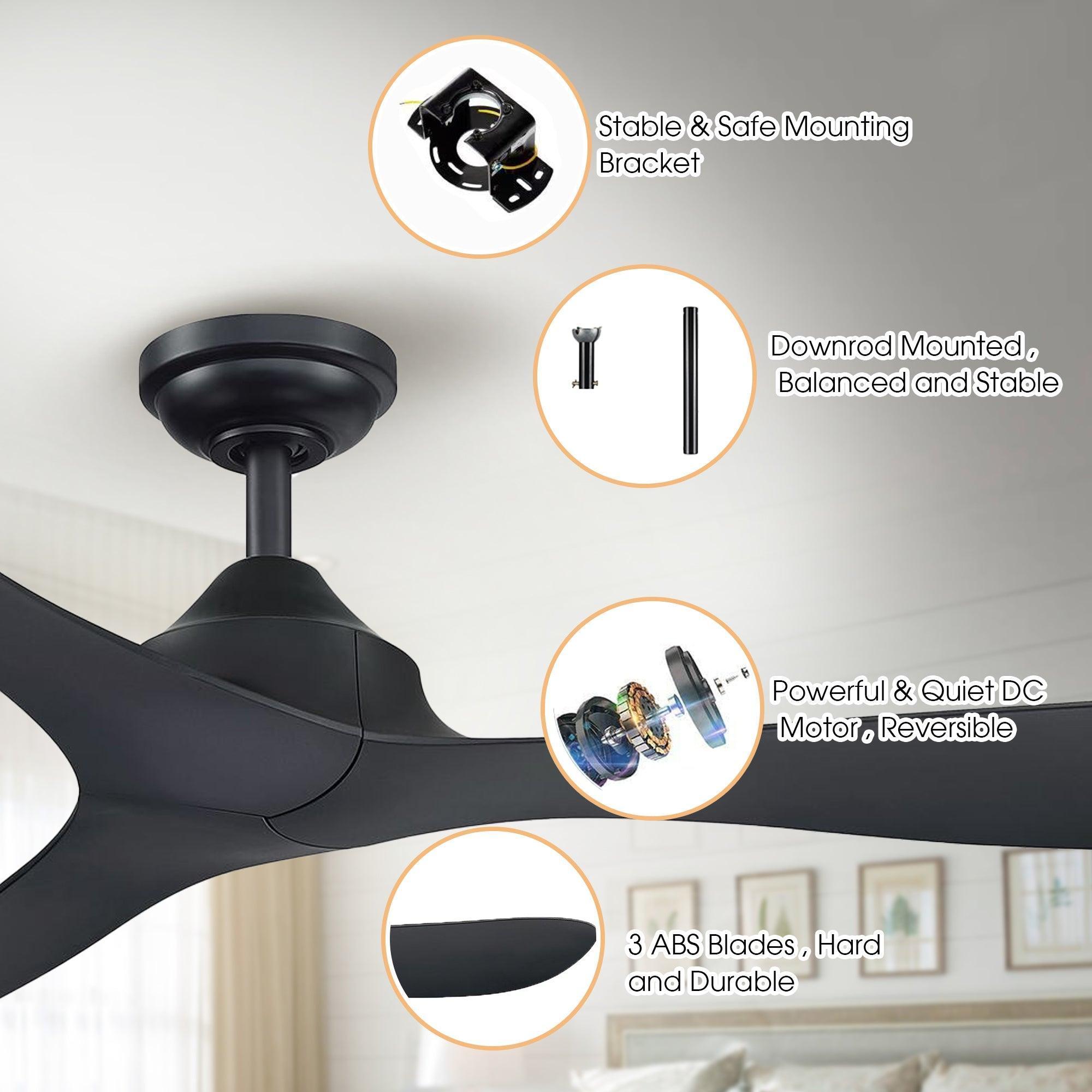 Ventilador de techo reversible moderno con motor de CC de 56 "con control remoto