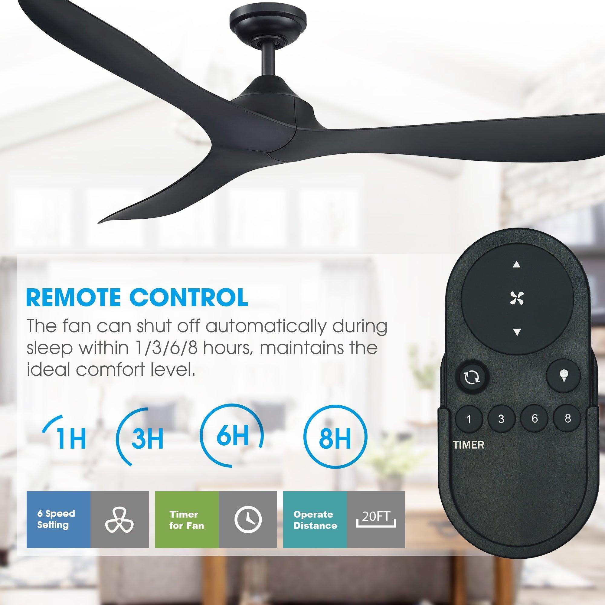 Ventilador de techo reversible moderno con motor de CC de 56 "con control remoto