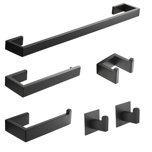 6-Piece Black Stainless Steel Wall Mounted Bathroom Hardware Set - ParrotUncle