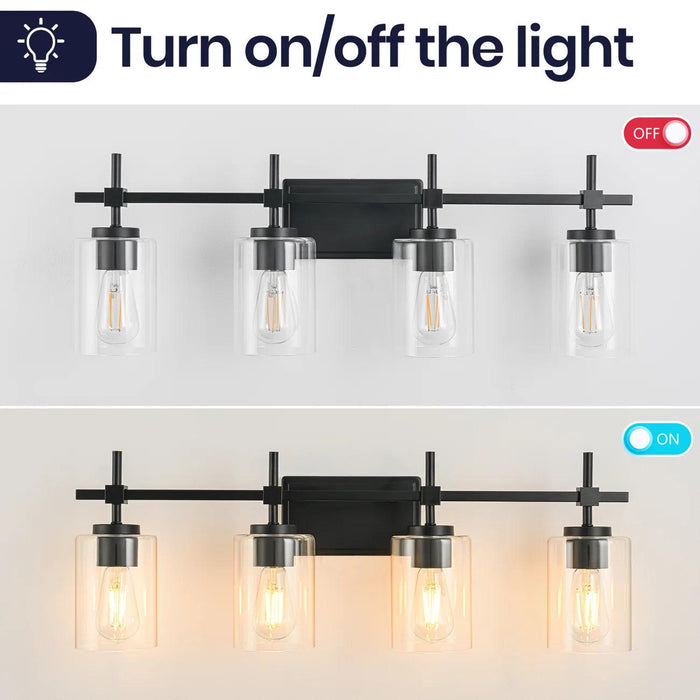 Jasper Modern 4-Light Clear Glass Bathroom Lights Linear Vanity Light