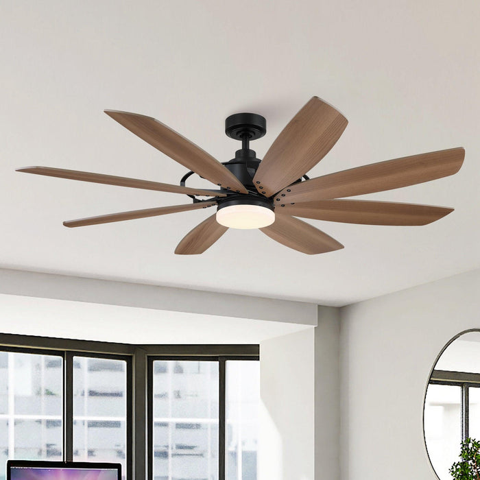 60" Antone Industrial DC Motor Downrod Mount Reversible Ceiling Fan with Lighting and Remote Control - ParrotUncle