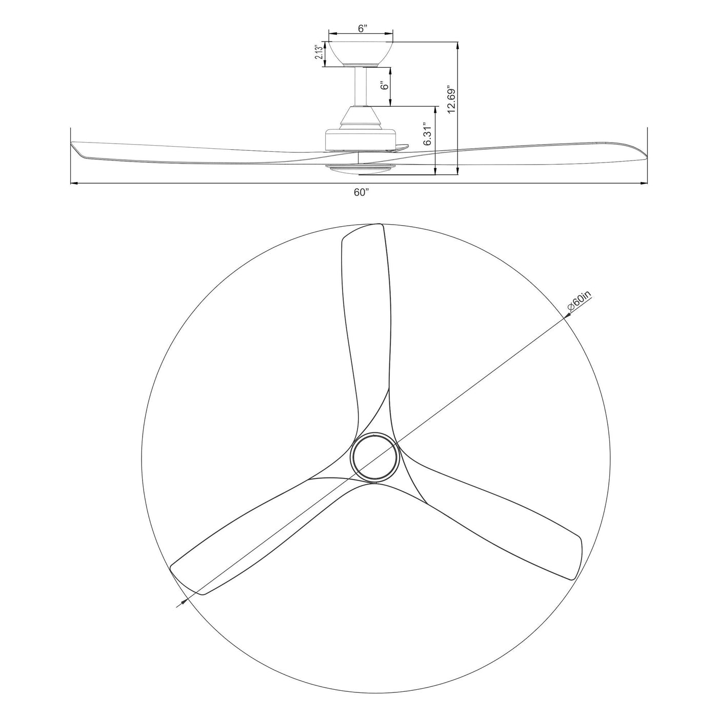 60" Newbury Industrial DC Motor Downrod Mount Reversible Ceiling Fan