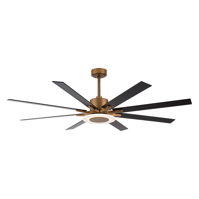65" Godavari Industrial Downrod Mount Reversible Ceiling Fan with LED Lighting and Remote Control - ParrotUncle