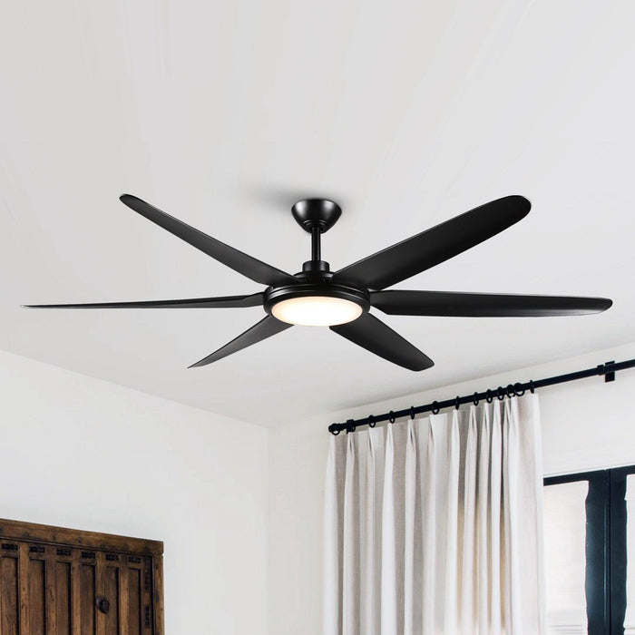 65" Industrial DC Motor Downrod Mount Ceiling Fan with Lighting and Remote Control - ParrotUncle