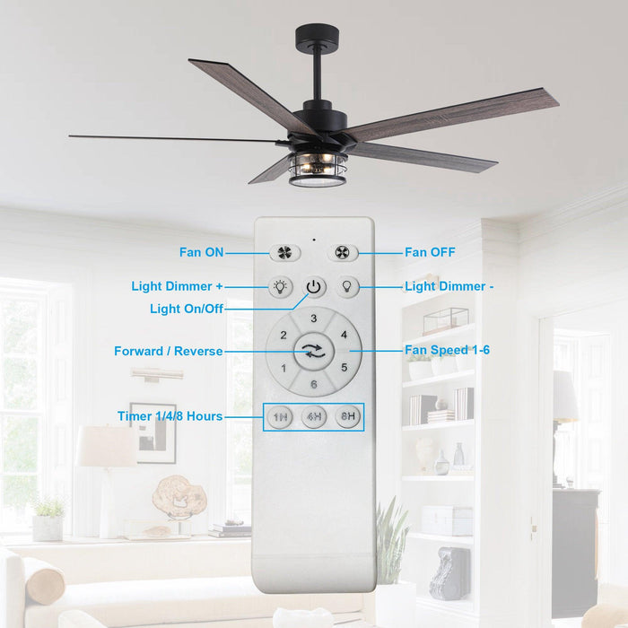 65" Modern DC Motor Downrod Mount Reversible Ceiling Fan with Lighting and Remote Control - ParrotUncle