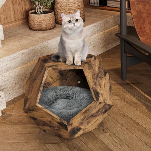 Mueble moderno para mascotas de 25,98 pulgadas, transportador de gatos, mesa auxiliar de sofá, macetero de MDF, mueble multifuncional, zumaque birmano