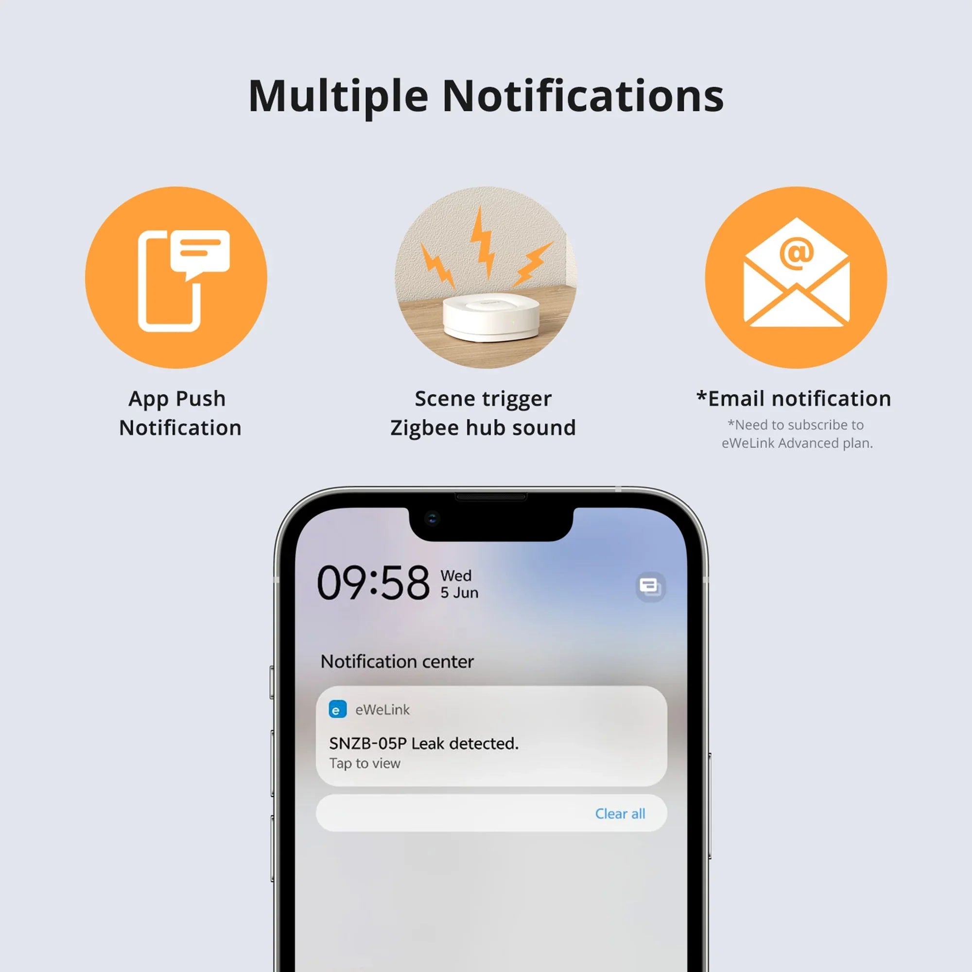 Zigbee Water Leak Sensor IP67 for Kitchen Bathroom Basement