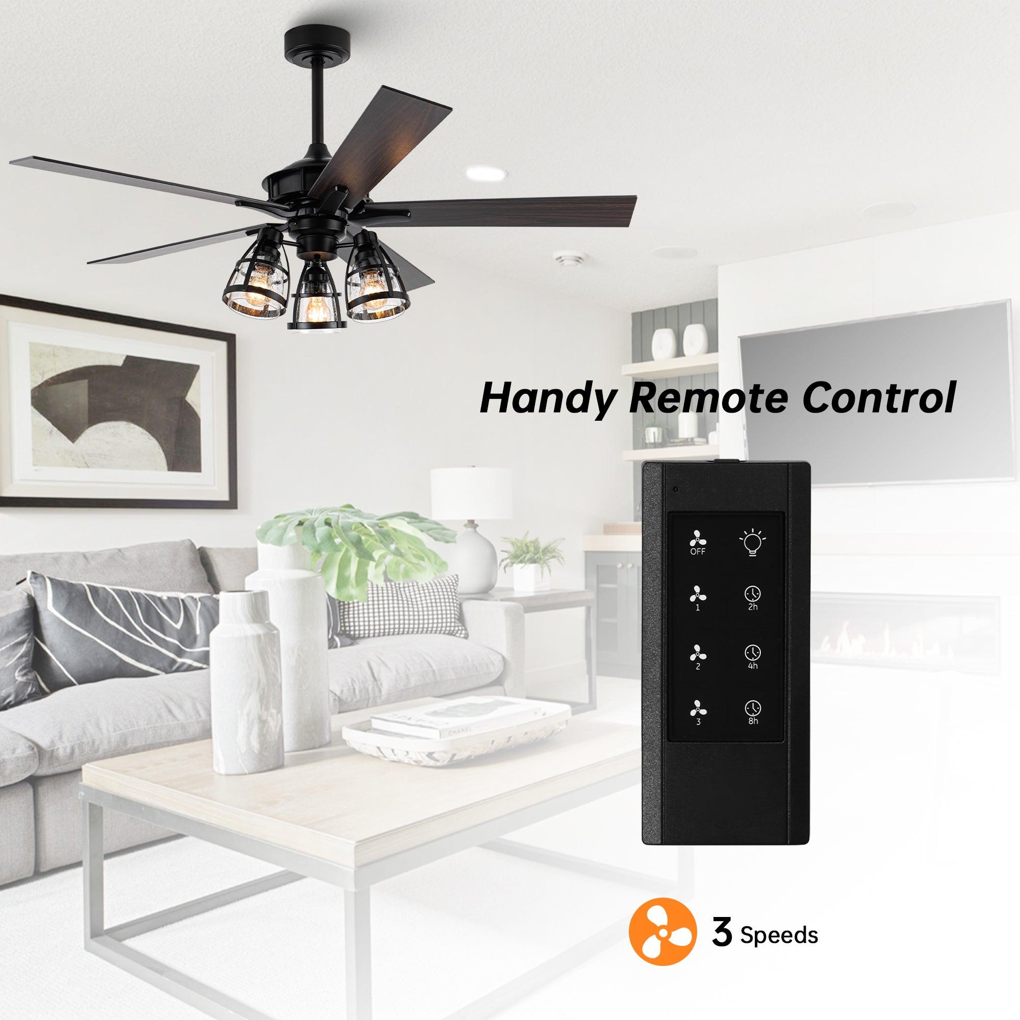 52" Kashmir Traditional Downrod Mount Reversible Ceiling Fan with Lighting and Remote Control