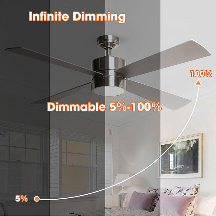 Ventilador de techo reversible Bucholz Industrial de 52" con iluminación y control remoto