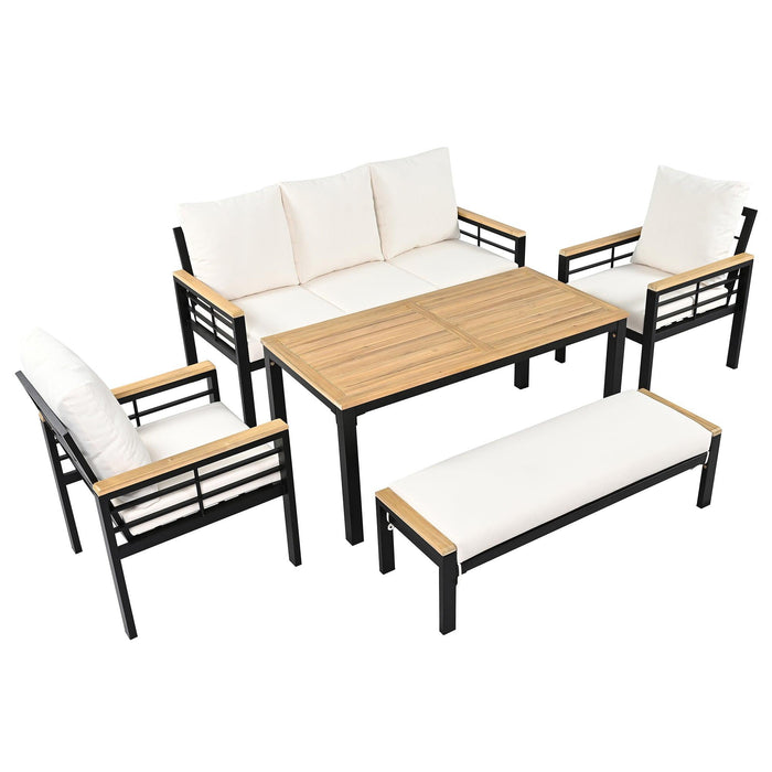 Conjunto de 5 piezas para patio exterior con sofá de 3 plazas y cojines para patio, piscina y jardín.