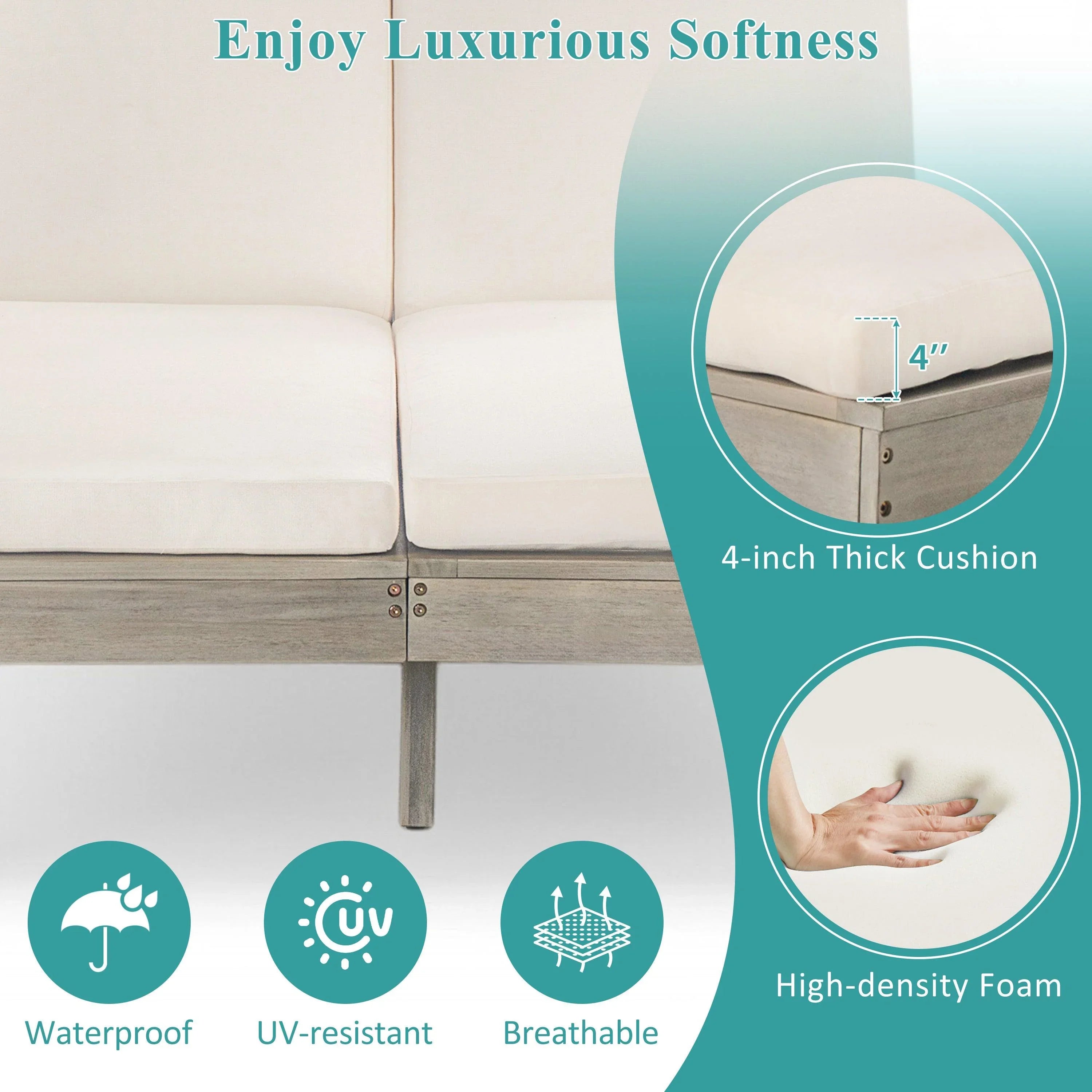 Chaise longue de exterior con respaldo ajustable en 5 posiciones, cojín y bandejas laterales plegables para 2 personas, ideal para jardín junto a la piscina.