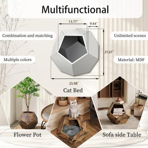 Mueble moderno para mascotas de 25,98 pulgadas, transportador de gatos, mesa auxiliar de sofá, macetero de MDF, mueble multifuncional, zumaque birmano