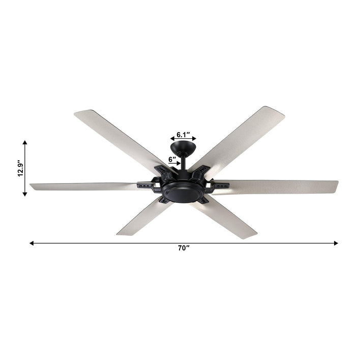 70" Madhya Pradesh Industrial DC Motor Downrod Mount Ceiling Fan with Remote Control - ParrotUncle