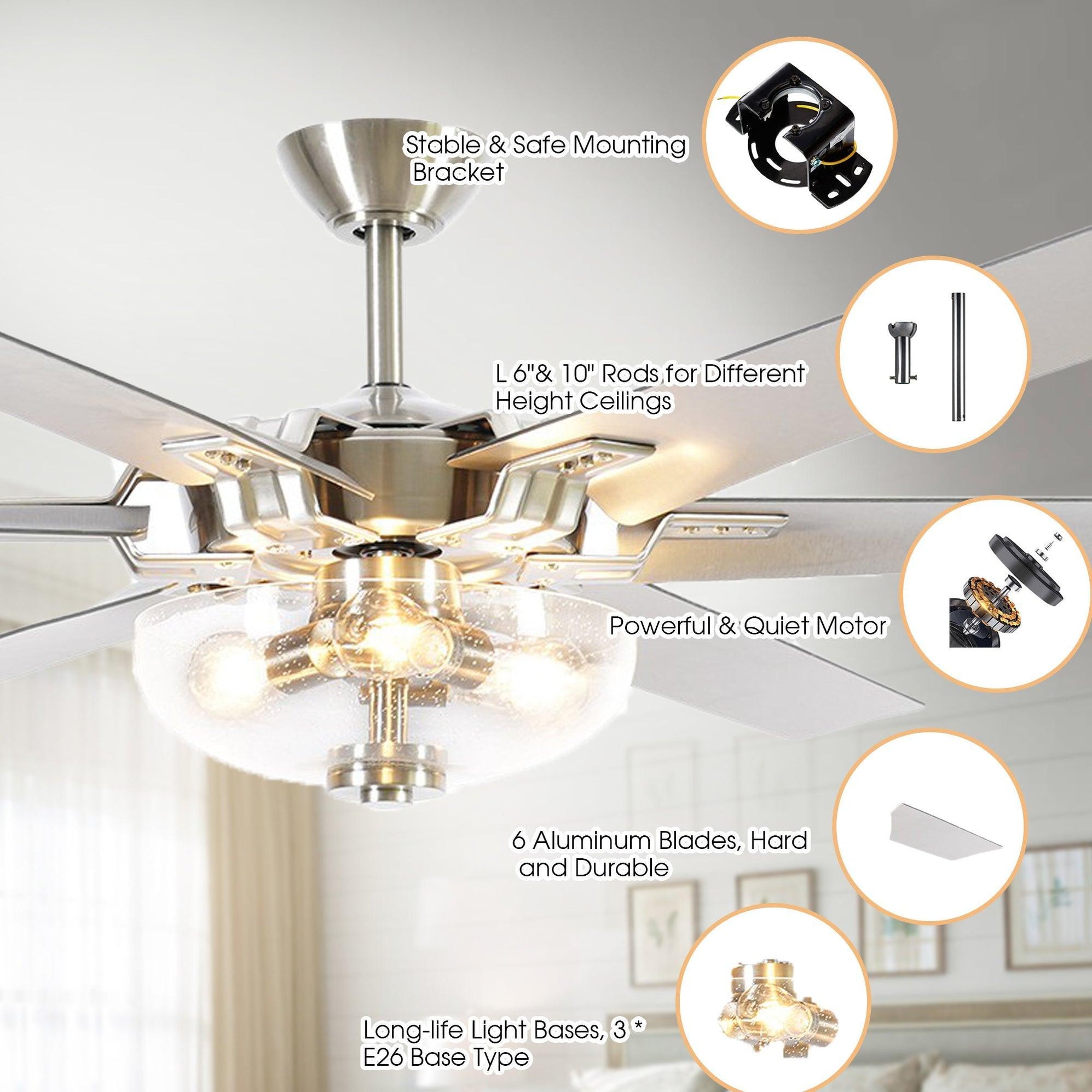 Hunter Ceiling Fan Downrod Ceiling Fan Accessories Kit - Downrods, Light  Panels \u0026 Controllers | Replacement Parts For Fan Maintenance \u0026 Upgrades  Downrod Accessories, image size:1995x1995