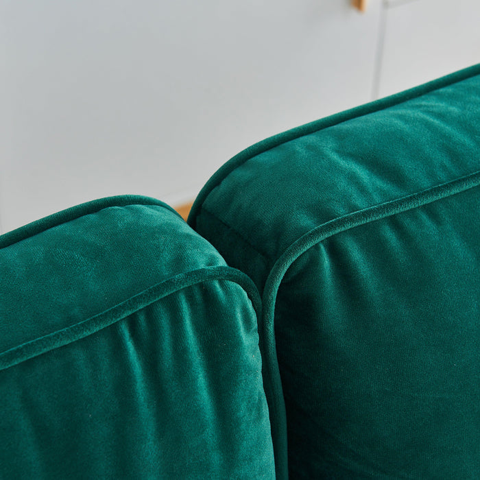 71" Modern Emerald Velvet Fabric Sofa - ParrotUncle